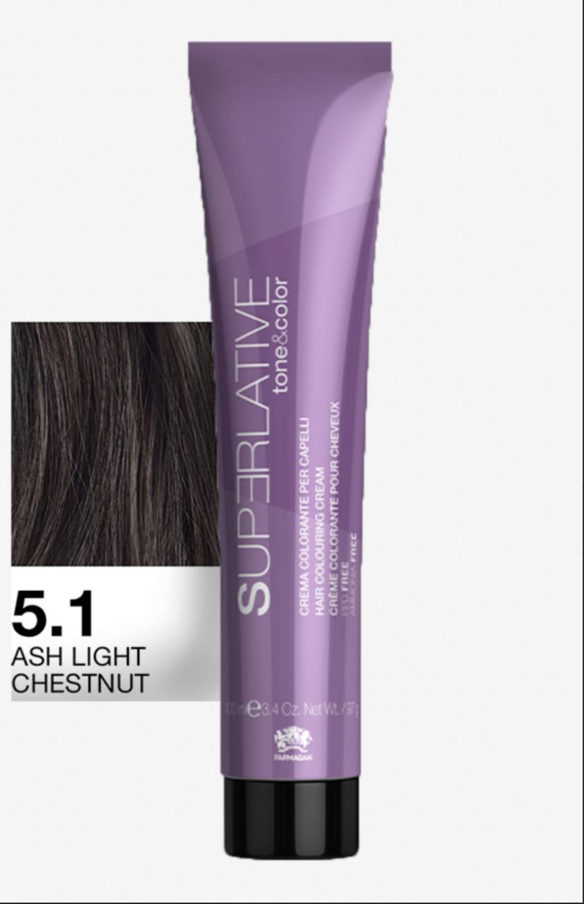 Полуперманентный тонер Tone&Color 5,1 Светло-каштановый пепельный LIGHT CHESTNUT ASH 100ML
