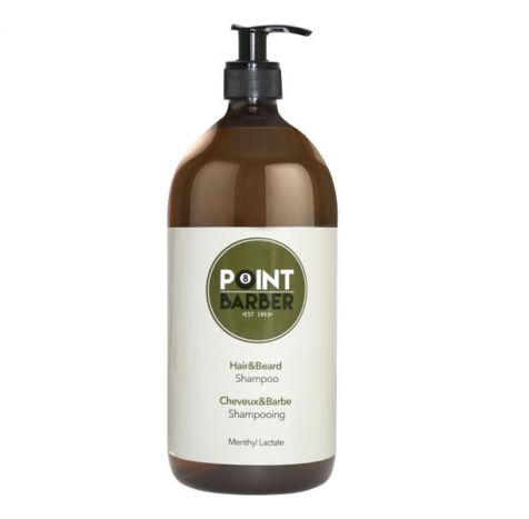 Освежающий шампунь для волос и бороды POINT BARBER HAIR & BEARD SHAMPOO 1000ML