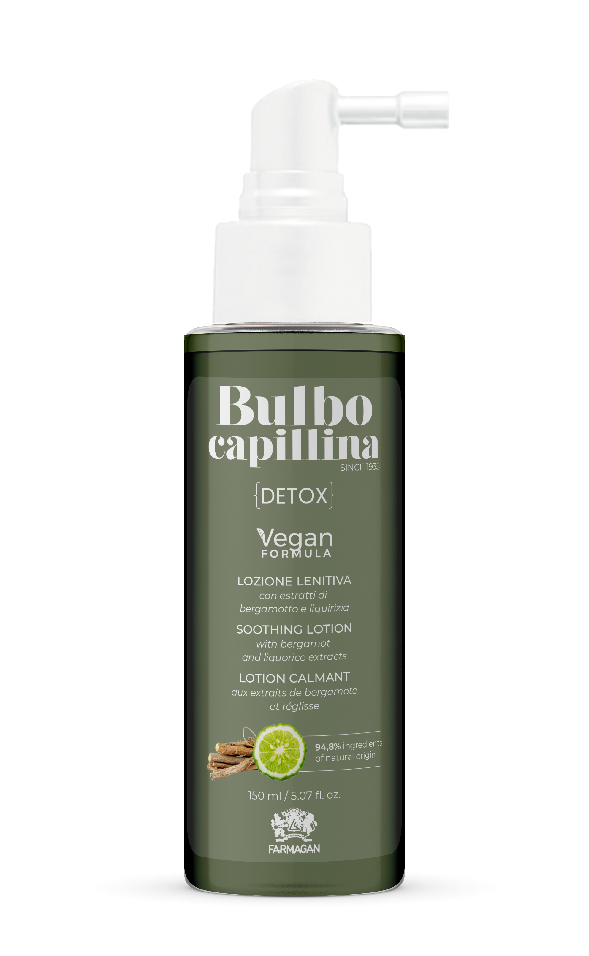 Успокаивающий  и регенерирующий лосьон BULBO CAPILLINA DETOX 150 ML