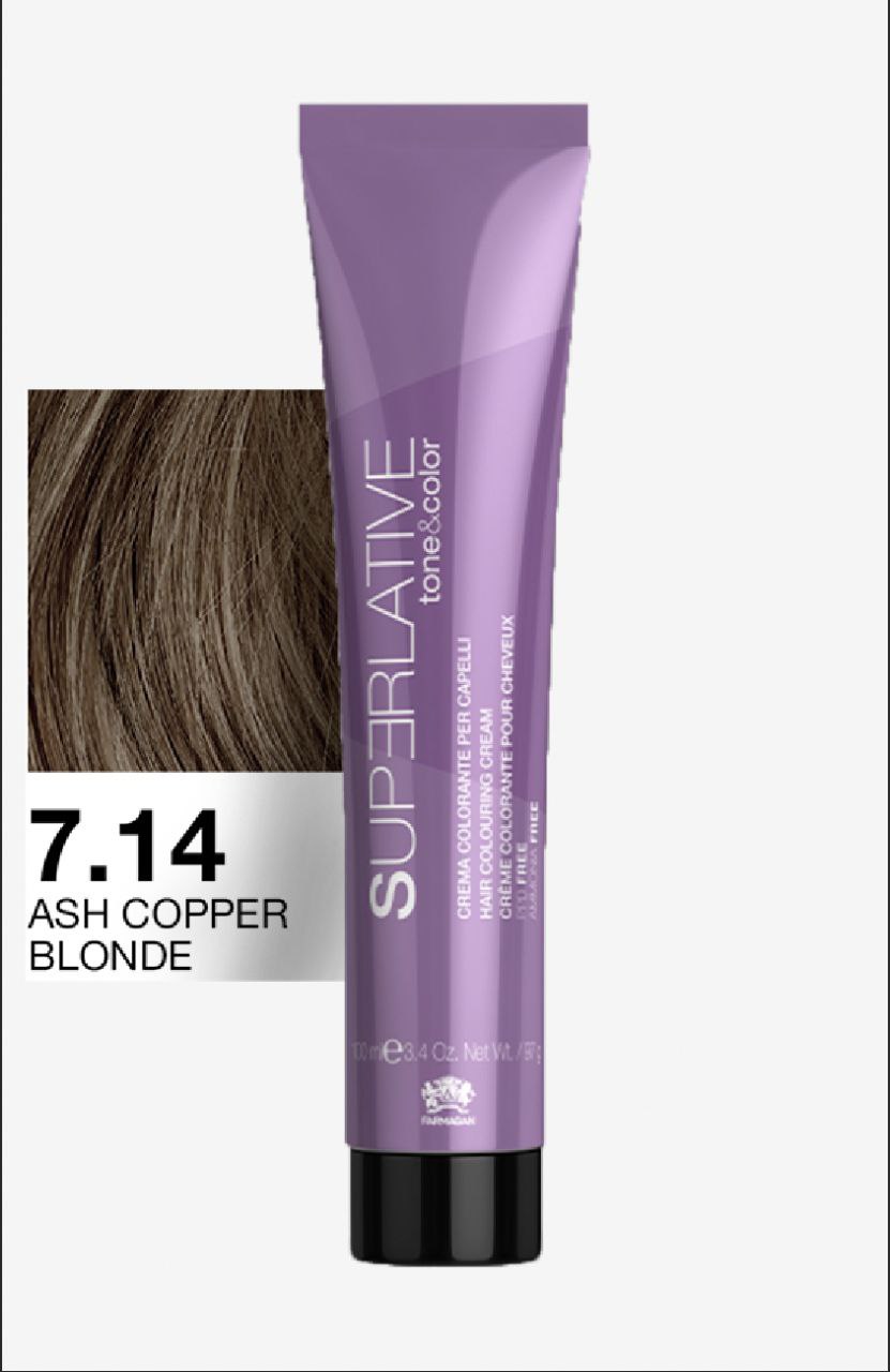 Полуперманентный тонер Tone&Color 7,14 Пепельно-медный блонд BLONDE ASH COPPER 100M